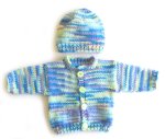 KSS Blue/White/Green/Purple Baby Sweater with a Hat (6 Months) SW-959