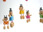 Wooden Handpainted Girls with Pigtails Mobile