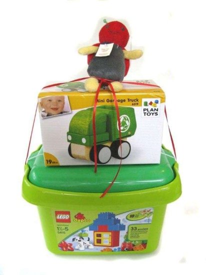 Gift Bag with a LEGO Duplo Tub, Wooden Car for a 2 Year Old