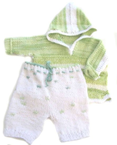 KSS Light Green and White Cotton Sweater and Pants18 Months