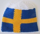 KSS White Beanie with a Swedish Flag 14-16" (6-24 Months) HA-238