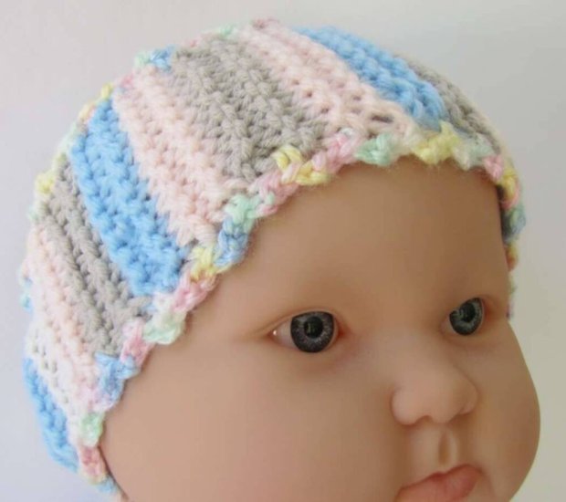 KSS Pastel Striped Knitted Cotton Headband with 13 - 15