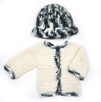 KSS White Crocheted Baby Sweater with a Hat (9 Months) SW-1043