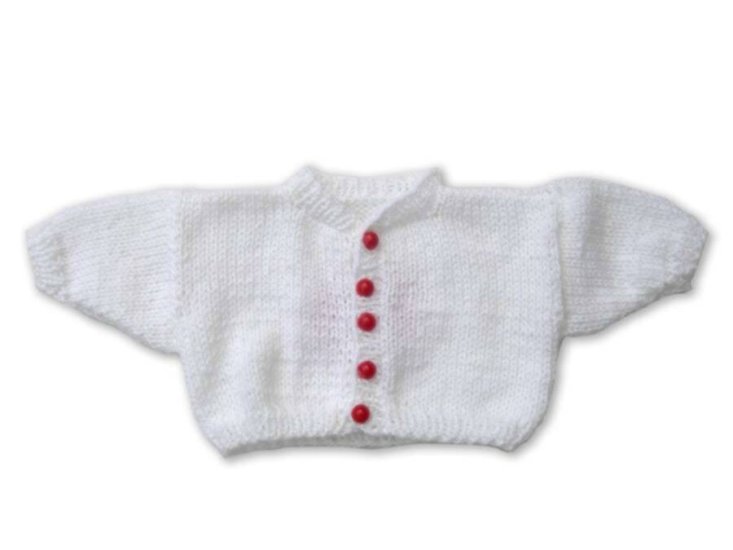 KSS White Cardigan with a Red Heart and a cap for 18