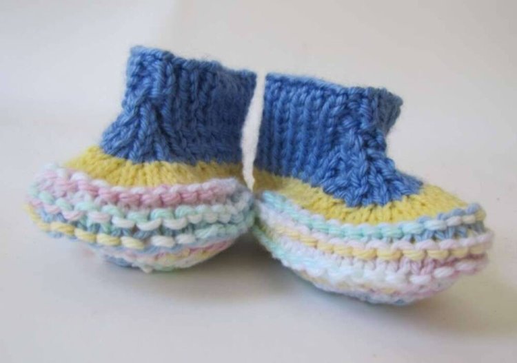 KSS Cotton/Acrylic Knitted Cuffed Booties (3 - 6 Months)