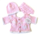 KSS Pink Sweater With a White Heart, Hat and Sun Visor (3 Months)