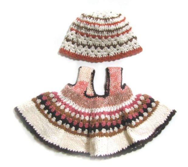 KSS Cotton Knitted/Crocheted Dress and Hat 6 Months - Click Image to Close