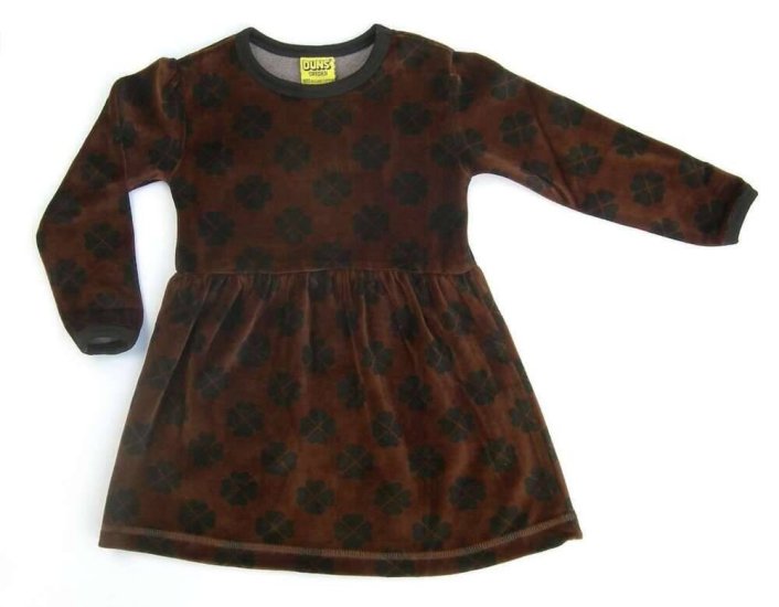 DUNS Organic Cotton Velour Brown Dress Long Sleeve - Click Image to Close