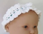 KSS White Cotton Headband with Lacy Edge 16" and up