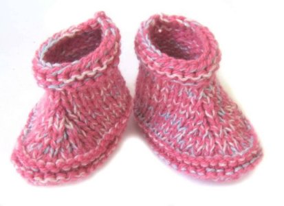 KSS Acrylic Knitted Rose/Silver Booties (3 - 6 Months)