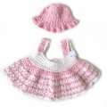 KSS Pink/White Crocheted Dress and Hat 6 Months DR-136