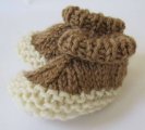 KSS Brown/Beige Acrylic Knitted Cuffed Booties (3 - 6 Months)