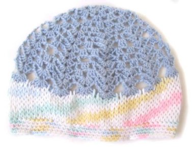 KSS Pastel with Lacy Top Crocheted Cap 15-17" (1-3 Years)