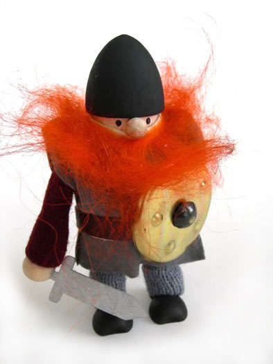 Redhaired Wood Viking with a Sword and a Shield