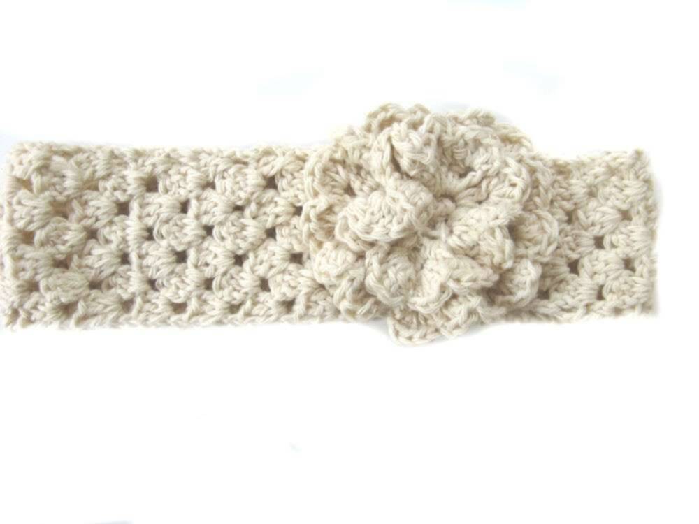 KSS Natural Cotton Headband with Flower 14-16" - Click Image to Close