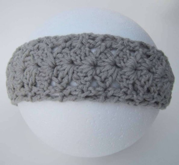 KSS Grey Adjustable Crocheted Headband up to 20" HB-146 - Click Image to Close