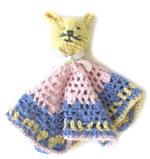 KSS Crocheted Cotton Cat Blankie 9x9 Inches - Click Image to Close