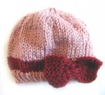 KSS Dusty Pink Beanie with a Red Bow 14 - 16" (6-24 Months)