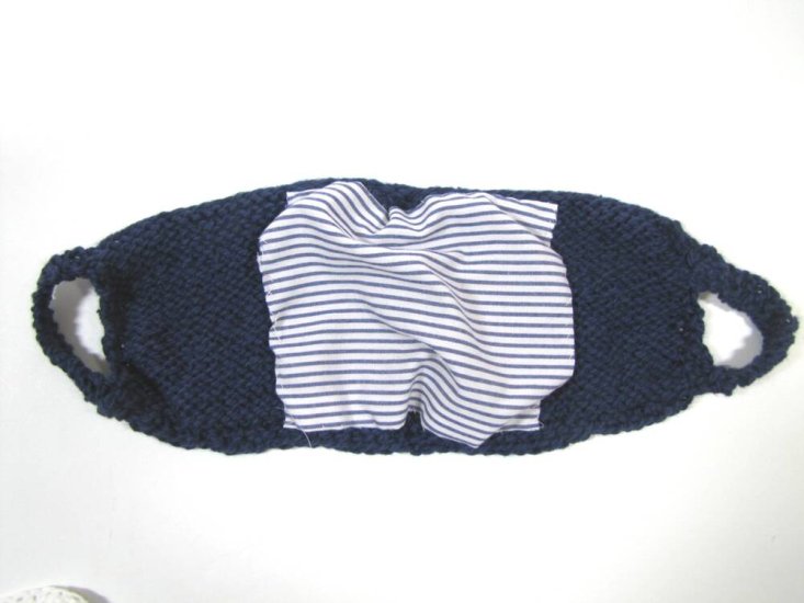 KSS Navy Knitted Ear to Ear Lined Face Mask Adult - Click Image to Close