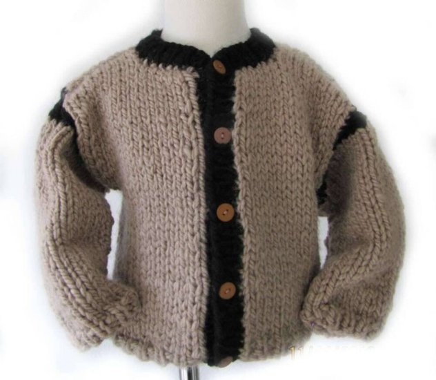 KSS Earth Taupe/Black Sweater/Jacket (3 - 4 Years) - Click Image to Close