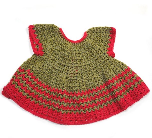 KSS Olive green/Red Crocheted Cotton Dress 3 Months DR-185