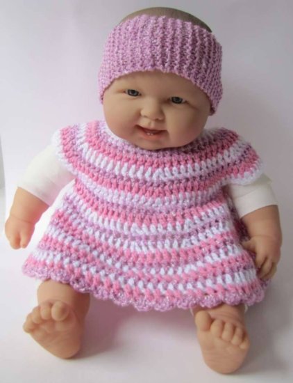 KSS Knitted/Crocheted Dress with Headband 6 Months - Click Image to Close