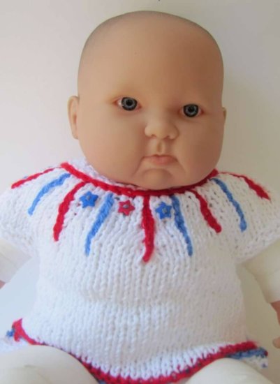 KSS White with Red & Blue Cotton Sweater/Vest 12 M - Click Image to Close