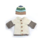 KSS White/Taupe Cotton Cardigan & Hat 3 Months
