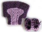 KSS Purple/Pink Diaper Cover and Booties 0-6 Months