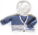 KSS Purple/White Cotton Knitted Sweater and a Hat (6 Months) SW-616