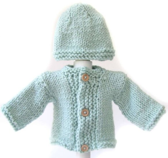 KSS Aqua Sweater/Jacket and Hat Newborn - 3 Months