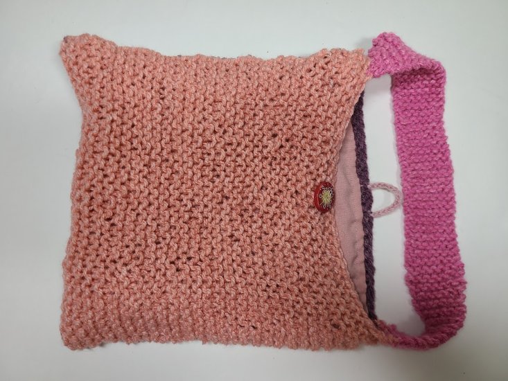 KSS Handmade  Kids/Adults Heavy Knit Square Bag in Pink 12x12