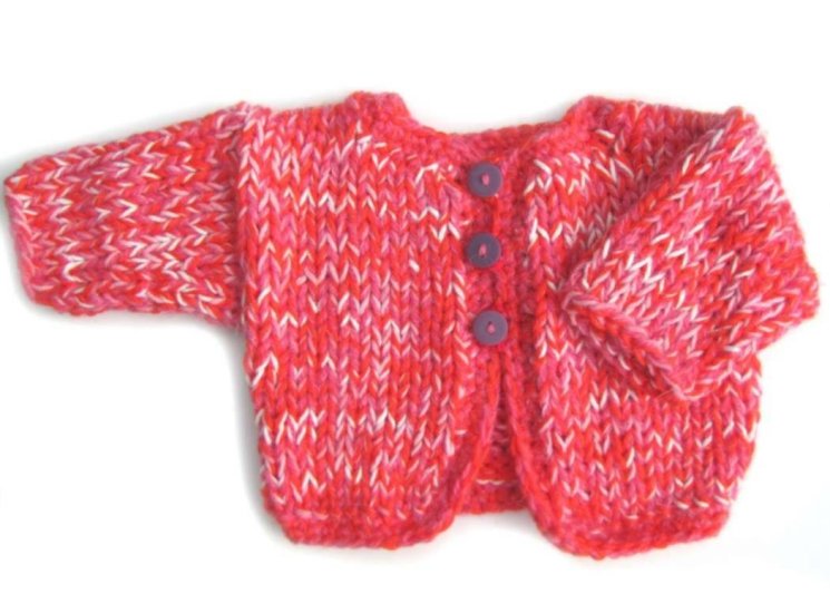 KSS Red Heavy Knitted Baby Sweater/Jacket (6 Months) SW-546 - Click Image to Close