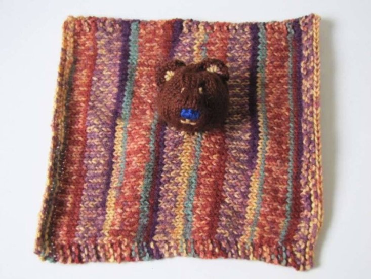 KSS  Knitted Brown Bear Blanky  12x12 Inches