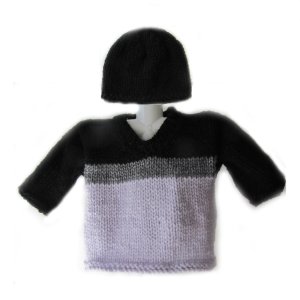 KSS Black/Grey Colored Soft Sweater and Hat 12 Months SW-442