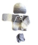 KSS Grey Ombre Sweater/Cardigan with a Hat Newborn SW-548