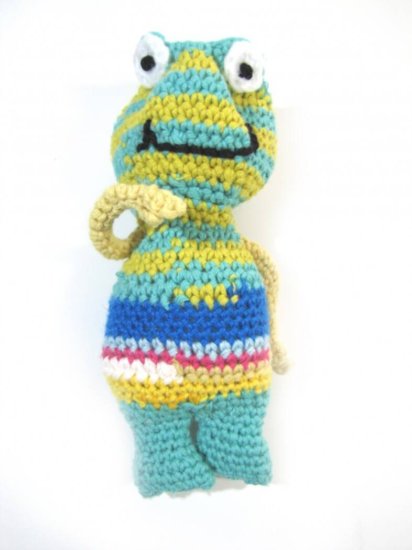 KSS Crocheted Cotton Frog 7" tall TO-070 - Click Image to Close