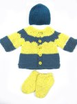 KSS Bluish/Yellow Cotton Sweater/Jacket Set (6 - 9 Months)