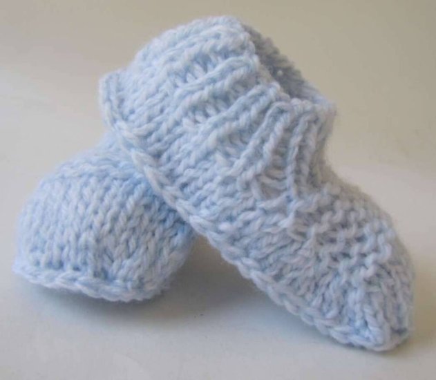 KSS Light Blue High Top Acrylic Knitted Booties (6 - 12 Months) - Click Image to Close