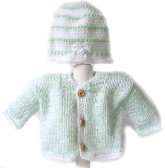 KSS Lime Sweater/Cardigan with a Hat (3 Months)