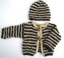 KSS Zebra Striped Sweater/Cardigan with a Hat (3 Months)