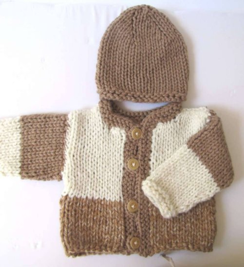 KSS Light Brown Acrylic Sweater/Jacket and Cap (2 - 3 Years)