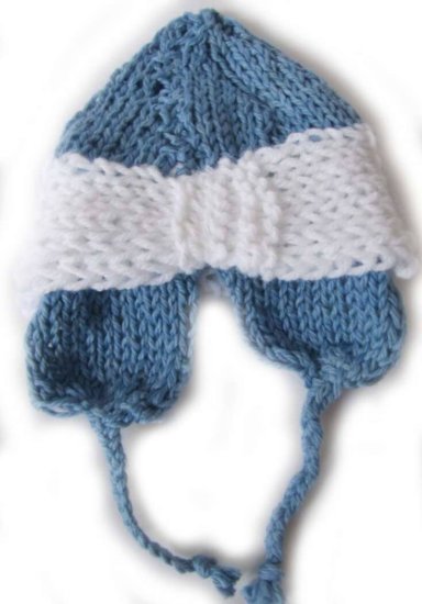 KSS Blue/White Cap with Earflaps 11-13" (0-3" Months) - Click Image to Close