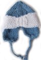 KSS Blue/White Cap with Earflaps 11-13" (0-3" Months)