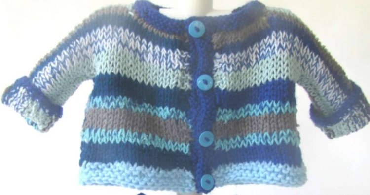 KSS Blue Acrylic Sweater/Jacket and Booties (1 Years) - Click Image to Close