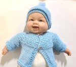 KSS Blue Baby Sweater/Cardigan with a Hat (6 Months) SW-1022