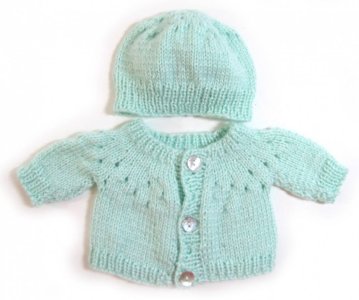 KSS Mint Green Sweater/Cardigan with a Hat (3 Months)