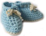 KSS Light Blue/Natural Cotton Crocheted Booties (3 Months)