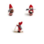 Tomte Girl with Cookie sheet, Porridge and Boy on Skis