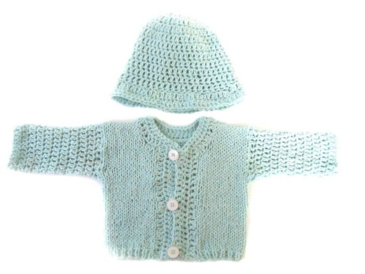KSS Turquoise Sweater and Hat set (6-12 Months) SW-082 - Click Image to Close